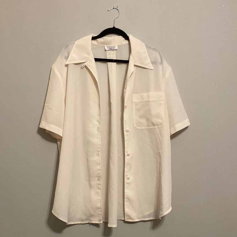 Tess womens Large sheer blouse